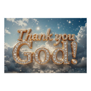 Poster Merci Dieu, une gratitude divine éclatante