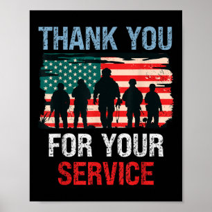 Poster Merci Drapeau Usa Pour Votre Service - Mémorial