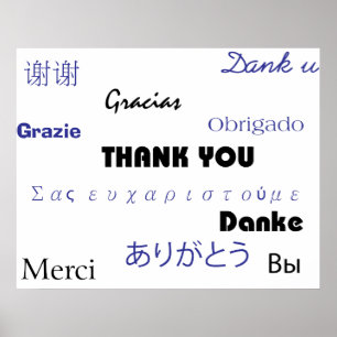 Poster Merci (en noir et bleu002) Imprimer