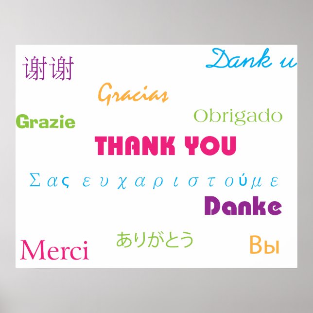Poster Merci en plusieurs langues (Devant)