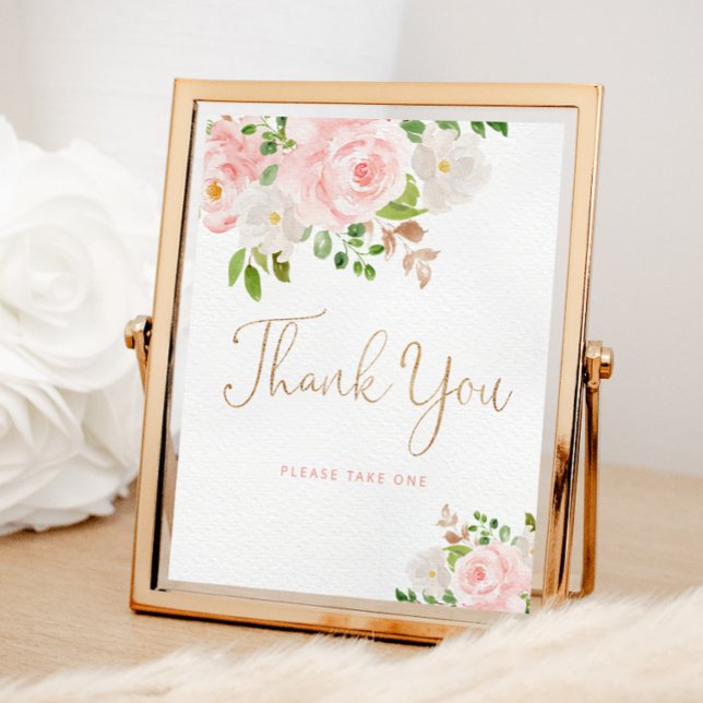 Poster Merci floral rose pâle (Créateur téléchargé)