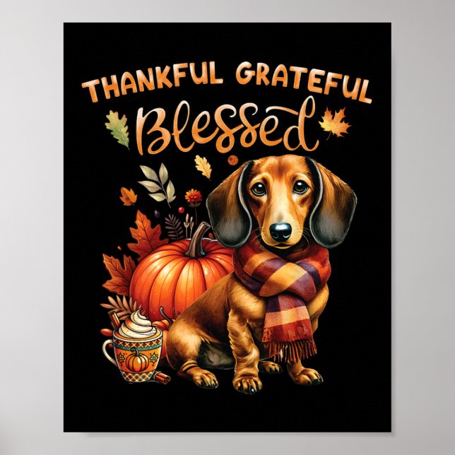 Poster Merci gracieux bienheureux Dachshund Chien Automne (Devant)