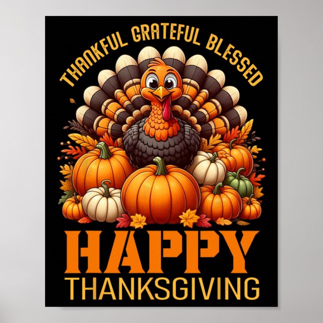 Poster Merci Grateful Bon thanksgiving Turke (Devant)