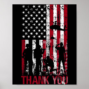 Poster Merci jour du souvenir drapeau militaire en détres