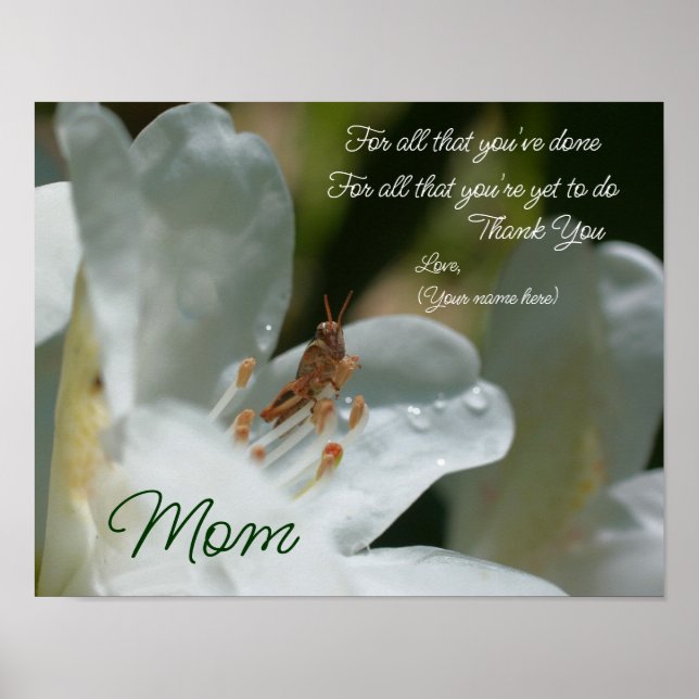 Poster Merci Maman Amour Azalea Fleur Personnalisée (Devant)