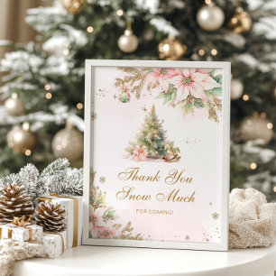 Poster Merci neige beaucoup baby shower arbre de Noël