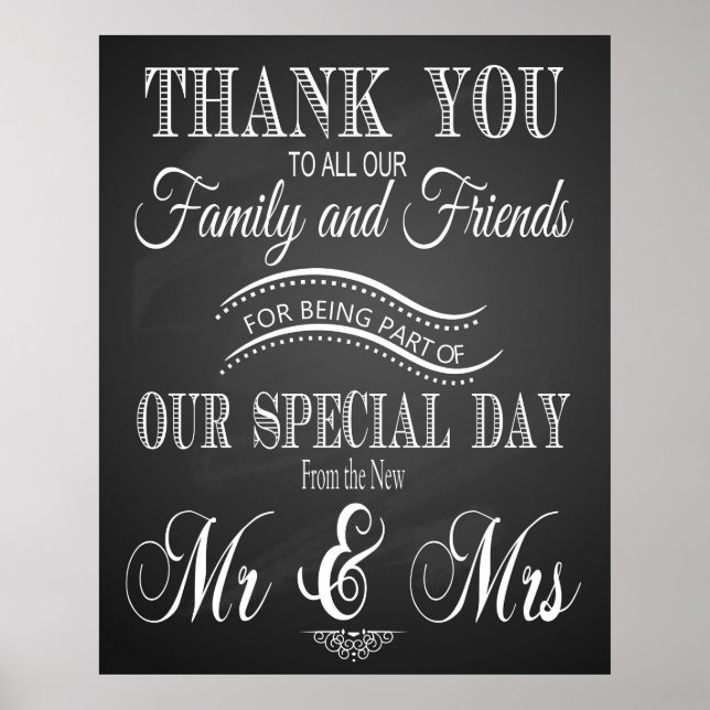 Poster Merci - panneau noir - panneau mariage (Devant)
