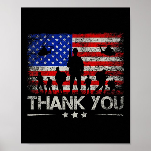 Poster Merci Patriotique Memorial Day 4 juillet Usa F (Devant)