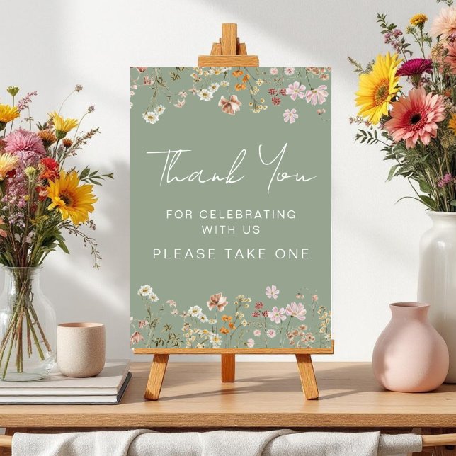 Poster Merci pour célébrer avec le Fleur sauvage américai (Créateur téléchargé)