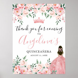 Poster Merci pour la fête des 15 ans rose