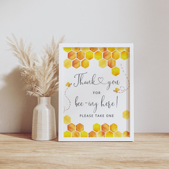 Poster Merci pour l'abeilles ici Honey Bee Sign (Créateur téléchargé)