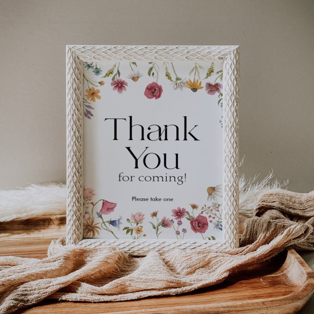 Poster Merci pour le panneau de Baby shower floral à veni (Créateur téléchargé)