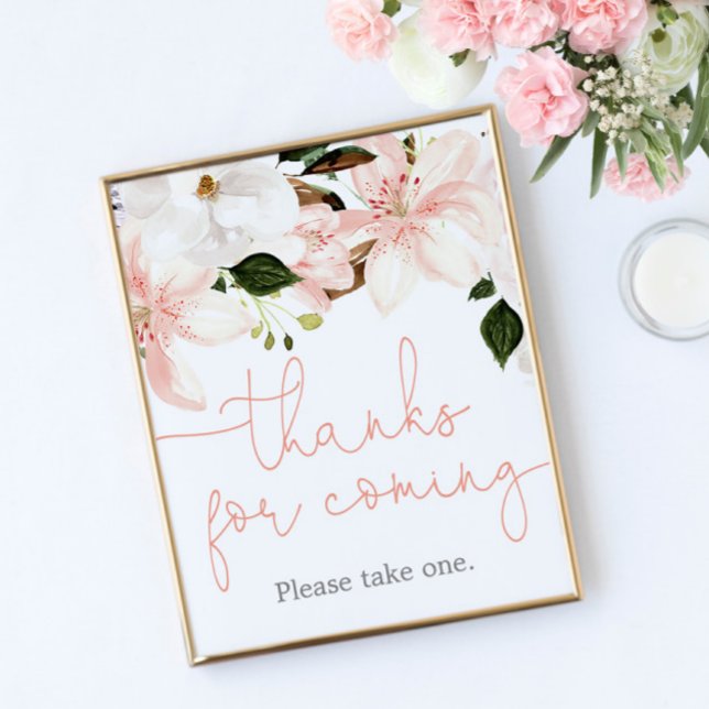 Poster Merci pour les faveurs à venir signe rose pâle flo (Créateur téléchargé)