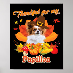 Poster Merci pour mon chien Papillon Thanksgiving Je suis