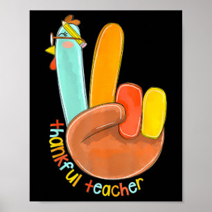 Poster Merci Professeur amusant Thanksgiving Peace Hand S