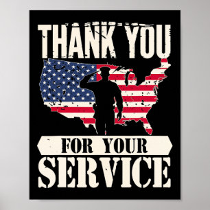 Poster Merci Service vétéran Amérique patriote militaire