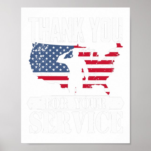 Poster Merci Service vétéran salue Patriot Militaire (Devant)