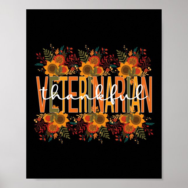 Poster Merci Vétérinaire Thanksgiving Docteur Vétérinaire (Devant)