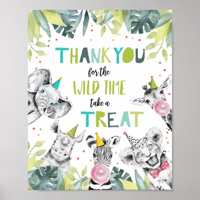 Poster Merci Wild Time Treat Safari Boy Signal d'annivers (Devant)