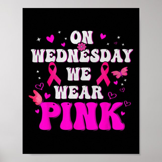 Poster Mercredi Nous Portons Le Ruban Rose Cancer Du Sein (Devant)