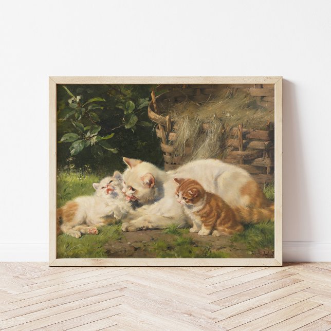 Poster Mère Chat avec chatons | Julius Adam le Jeune (Créateur téléchargé)