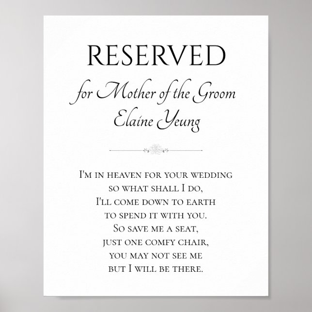 Poster Mère de la chambre Je suis en Mariage commémoratif (Devant)