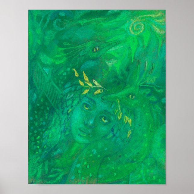 Poster Mère des dragons Déesse Imaginaire Peinture surréa (Devant)