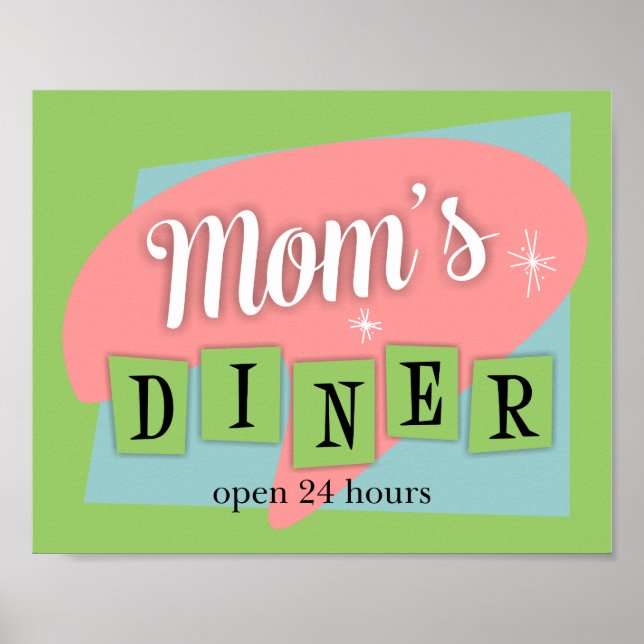 Poster Mère Diner Personnalisé Retro Cuisine Imprimer (Devant)