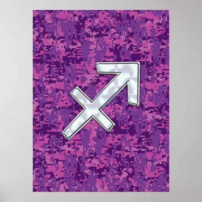 Poster Mère du symbole Pearl Sagittarius Fuchsia Camo (Devant)