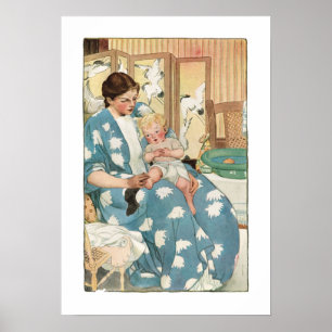 Poster Mère édouardienne vintage avec enfant