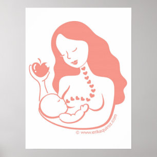 Poster Mère et enfant d'allaitement au sein
