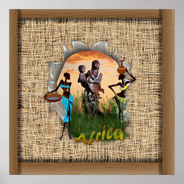 Poster Mère et enfant de l'Afrique (Devant)