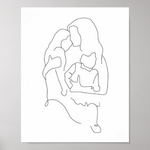 Poster Mère et enfants Art, Art familial Imprimer, Mère