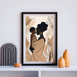 Poster Mère et fille afro 