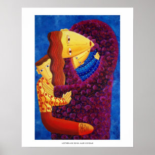 Poster Mère et Fils Peinture Art de la famille Imprimer