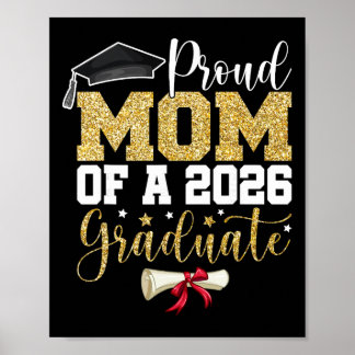Poster Mère fière d'un diplômé senior de 2026 Famille Gra
