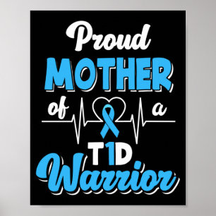 Poster Mère fière d'un guerrier T1d diabétique homme