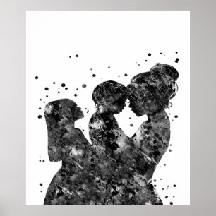 Poster Mère fille fils Cadeau, Famille Anniversaire Idée 