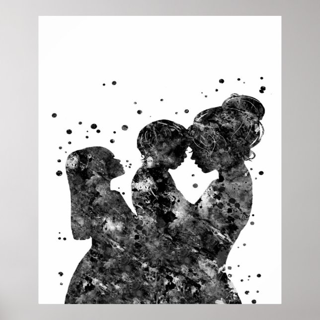 Poster Mère fille fils Cadeau, Famille Anniversaire Idée  (Devant)