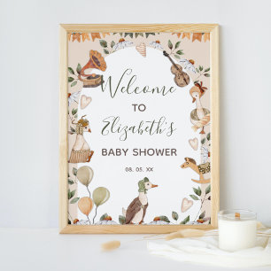 Poster Mère Goose Nursery Rhymes Baby shower Bienvenue