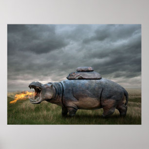 Poster Mère hippo en colère 