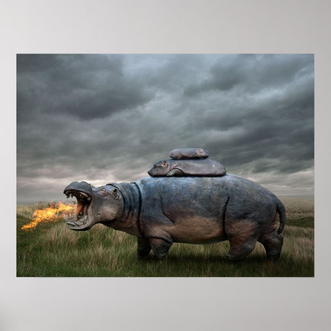 Poster Mère hippo en colère| (Devant)