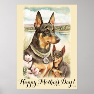 Poster Mère jour Cute Australian Kelpie Chien Maman