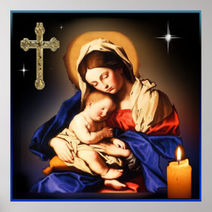 Poster Mère Marie et bébé Jésus