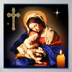 Poster Mère Marie et bébé Jésus