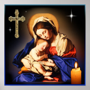 Poster Mère Marie et bébé Jésus