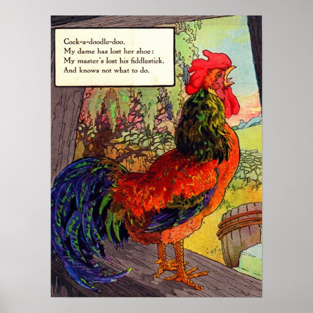 Poster Mère Oie des années 1920 - coq (Devant)