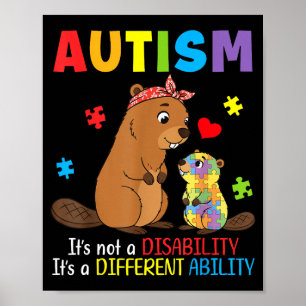 Poster Mère sensibilisée à l'autisme castor Capacité diff