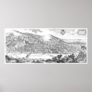 Poster MERIAN : Château d'Heidelberg et vieille ville