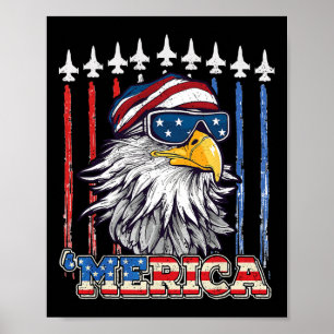 Poster Merica 4 juillet Eagle Mullet Drapeau américain Pa